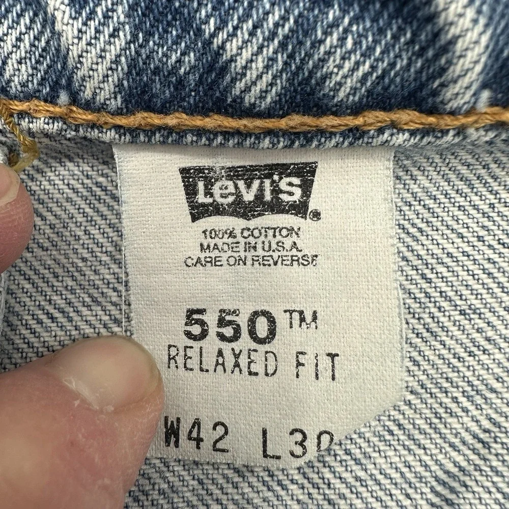 VTG Y2K Levis 550 Denim Jeans Men 42x30 (40x29) Blue Relaxed Fit 1997 Orange Tab